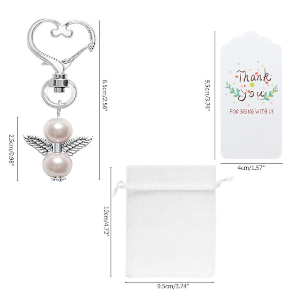 20 set ängel nyckelring pärla ängelvinge med organza påsar/tack Kra20 set ängel nyckelring pärla ängelvinge med organza påsar/tack Kra