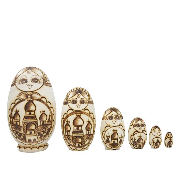 Matryoshka Tredre Dukke i Tre - Håndmalt Eggformet Matte