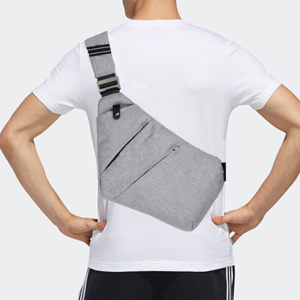 Crossbody bröstväska med flera fickor för män, Anti-stöld bröstväska för män och kvinnor Grå