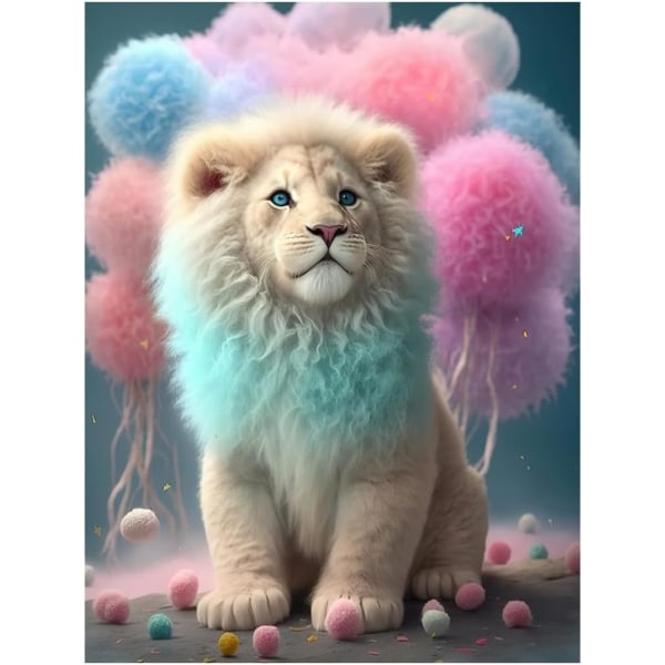 Lion/30x40 cm 5D Diamond Art Malerisett for Voksne Barn, DIY D