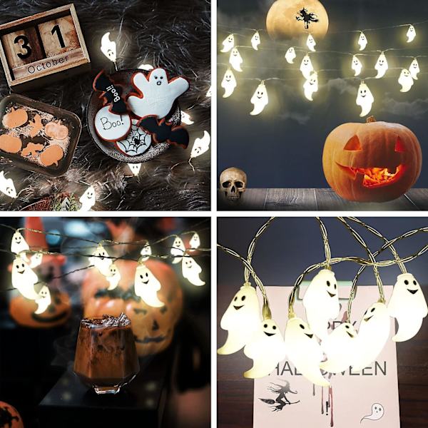 Halloween Ghost Fairy Lights, 3m 20 Led Ghost String Lights Led Battery Operated String Lights For Halloween Garden Party Decoration