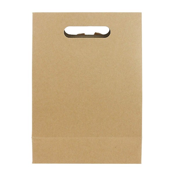 Stærk papirstand-up gavepose, 26 cm x 19 cm x 9 cm, brun kraftpose med klart vindue og sløjfe - pakke med 12 (hvid)
