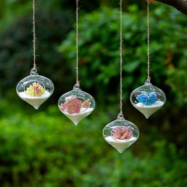 4 st hängande planteringskärl i glas, hängande luftväxthållare, blomkrukor Växtbehållare Terrarium