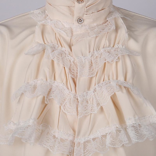 Merirosvopaita miehille Renessanssi keskiaikainen Cosplay T-paita（M Beige）