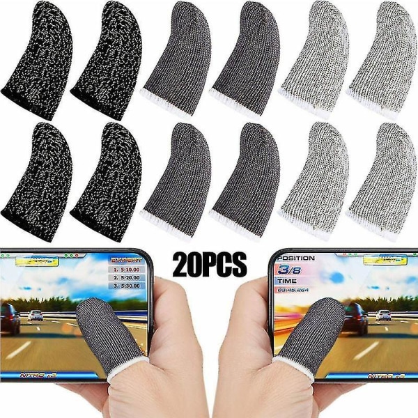 20st Ultratunn Finger Sleeve Anti-svett Handheld Game Professionell E-sport för Pubg Mobile And Arena Anti-slip（Vit）