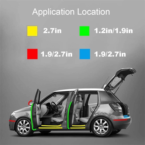 Dørterskelbeskytter for bil, gjennomsiktig dørkantbeskytter, gjennomsiktig dørkantbeskytterstripe 33 fot (2,7 tommer gjennomsiktig)