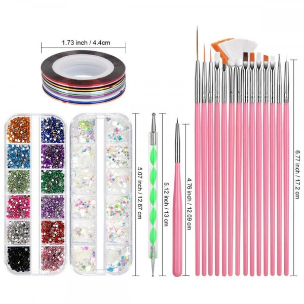 (Pink) Nail Art Design Accessories Nail Art Brush Set