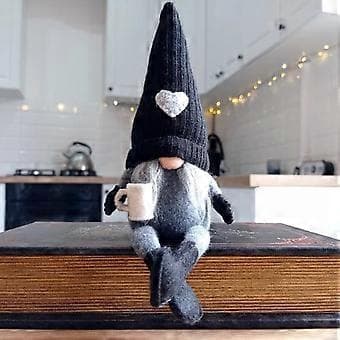 Julkaffe Tomte för Docka Mini Söt Älv Dvärg Prydnad Tillbehör för Sovrum Vardagsrum Dekoration Grå