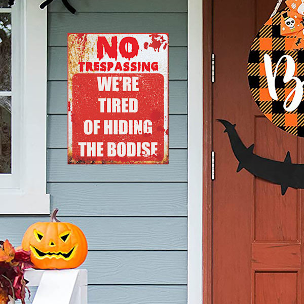 Hauskat Halloween-metalliset koristekyltit, persoonallisuustaustan seinäkoriste seinämaalaukset - Julkiset varoituskyltit Pilailukyltit Retro-koristekyltit Koti Baari Hauskat koristekyltit, 2 kpl
