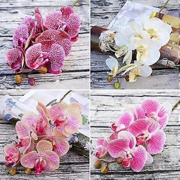 Falska fjärilsorkidéblommor - 6 huvuden vit sideninredning