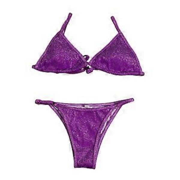 Dam Baddräkt Push Up BH Bikini Set Strandkläder (Lila L) Purple L