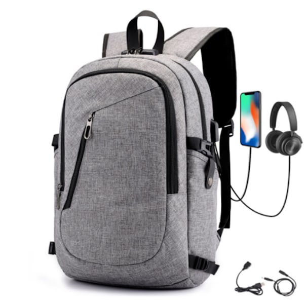 Varkaudenesto-reppu, kannettava tietokone, vedenkestävä miesten reppu USB-C:llä