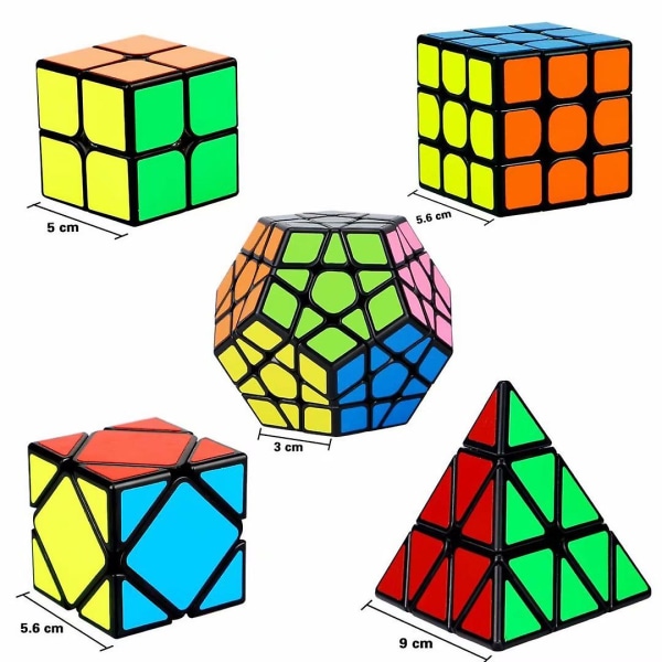 Speed Cube Set, 5 Pack Magic Cube Bundle - 2x2x2 3x3x3 Pyramid Toy For Kids