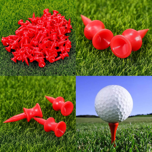 Golf-tees i plast, rød, 31 mm, én størrelse, Golf Castle Professional Dura