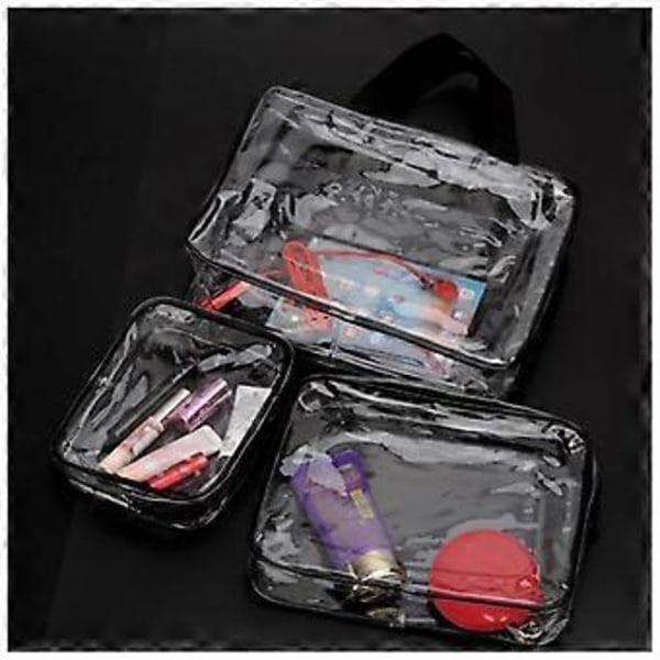 3-pack Genomskinlig Transparent Sminkväska transparent()