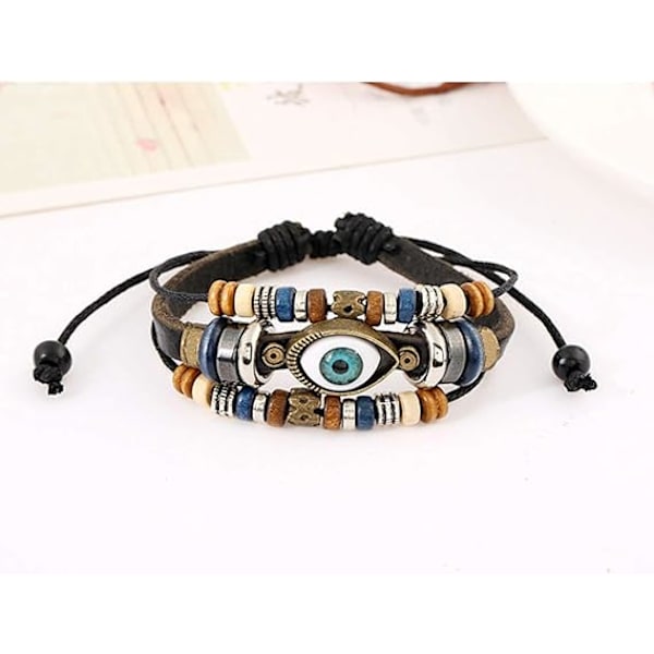 Onda öga armband bohemisk äkta läder charm armband för kvinnor