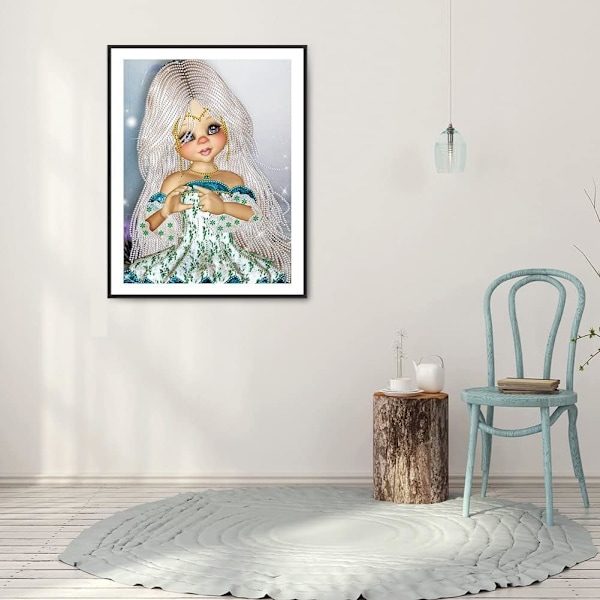Voksen 5D DIY diamantmaleri sæt, dejlig pige diamantmaleri delvis boring tegneserie pige diamantmaleri (12\"x16\")