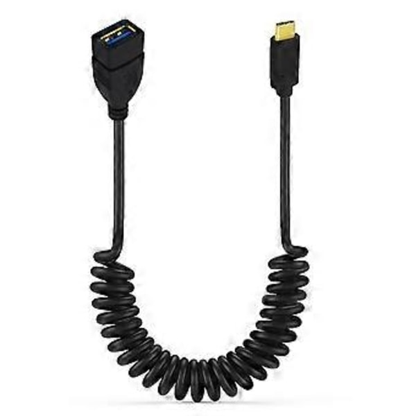 Portabel Spiralkabel Laddningskabel USB A till C Datakabel med Höghastighetsladdning och Stabil Dataöverföring A
