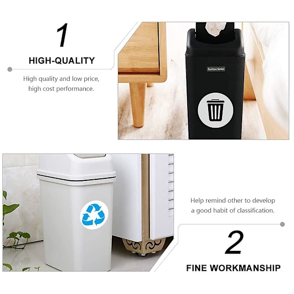 1 set med 6 ark PVC-soportabsorteringsetiketter självhäftande soptunnetikett soptunnetiketter återvinning soptunnetikett bra