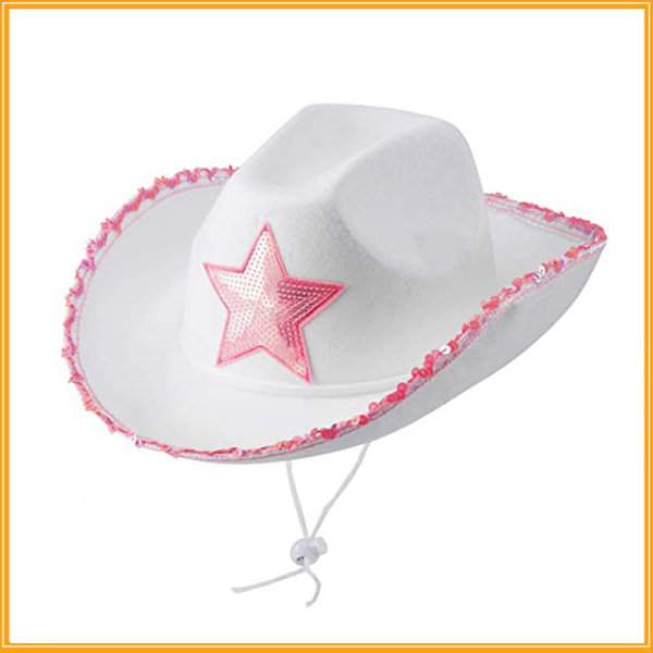 Hvit Pentagram Cowboy Hat Rosa Bridal Party Western Hvit Cowboy Hat