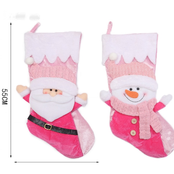 2 st rosa julstrumpe presentpåsar