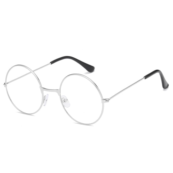 Sølv æske - Unisex briller i rund form - Retro stil - med udv