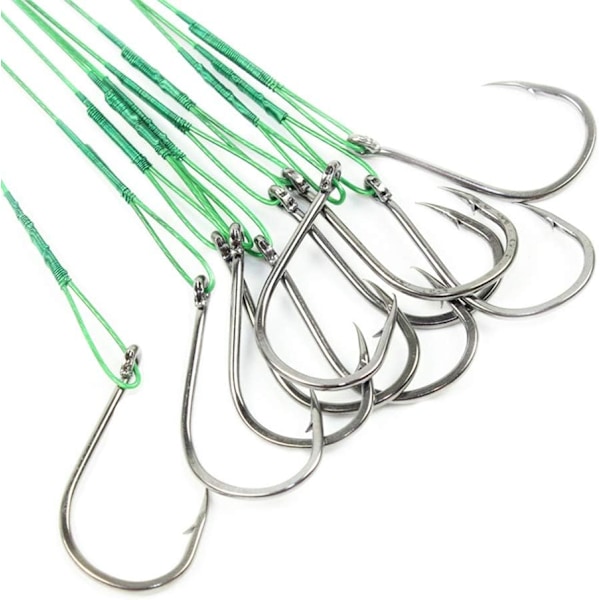 10-pack fiskekrokar med hulling av högkolstål, hullingtrådsfiskekrokar för karp, öring, baslinjelängd 20 cm