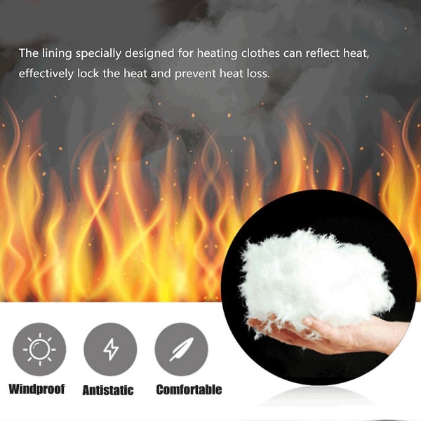 Elektrisk uppvärmd kappa Unisex 3 uppvärmningsnivåer USB uppvärmning bomullsjacka vintercykling（5XL）