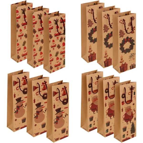 Canvas Bottle Wine Bags 12 x Christmas Wrapping Wine Bags with Dr