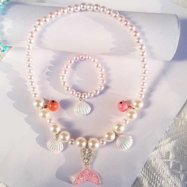 Perlekjede og perle armbånd for barn, 6 sett, små jenter