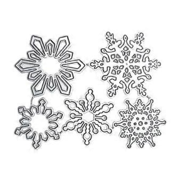 5 st/set Snöflingor Skärmall Stencil Olika Designer Jul Snöflingor Präglingsmall Partydekorationer