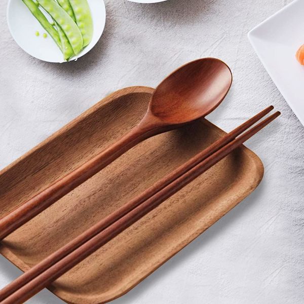 4 par trä ätpinnar set koreanska bordsartiklar kombinationer