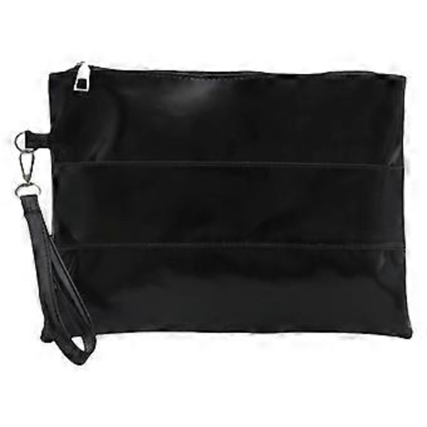 Trendy Kuvert Stil Clutch Taske Sofistikeret Metallisk PU Læder Håndholdt Håndledstaske til Modebevidste Kvinder Sort Black