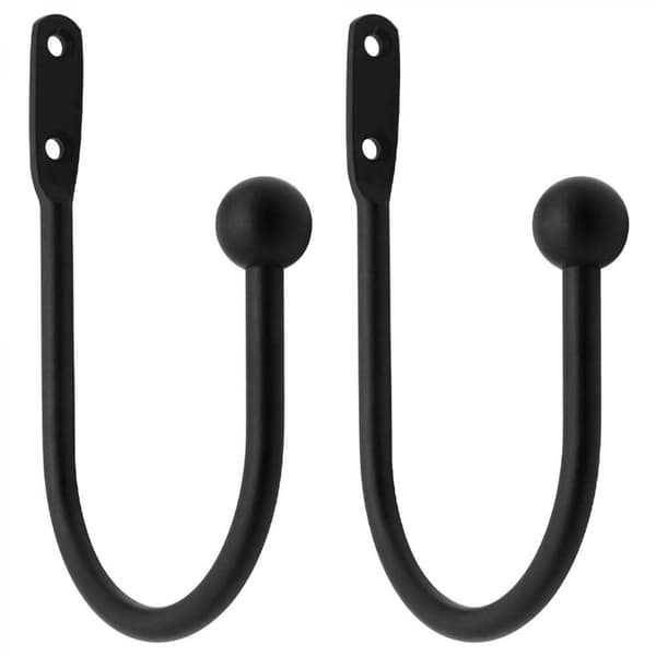 2-pack svarta gardinbeslag