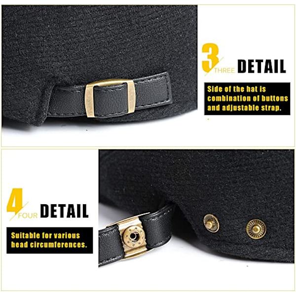 Keps Basker Platt Herr Hatt Justerbar Platt Höst Vinter Black