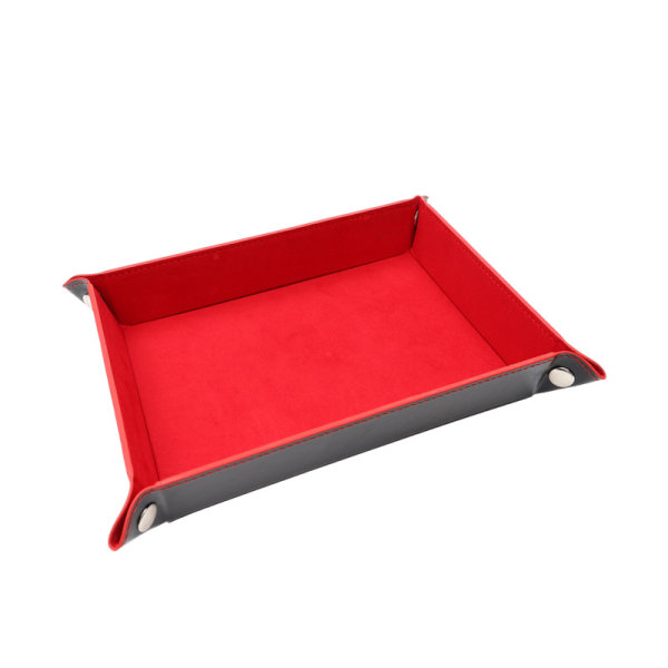 Rød dobbeltsidet terningbakke, foldbart PU-læder rektangulært og o