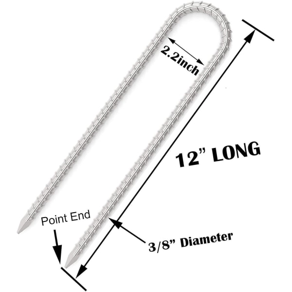 6 stk. galvaniserede stål trampolinpløkker, fastgørelsespløkker med U-krog, 12 tommer landskabsstifter