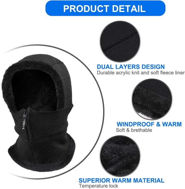 Vinter varm balaclava hat, elastisk halsvarmer hue, ansigtsmaske
