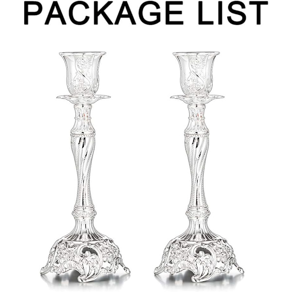 2 Ljusstakar Ljusstakar Kandelaber i Silver Metall Vintage De
