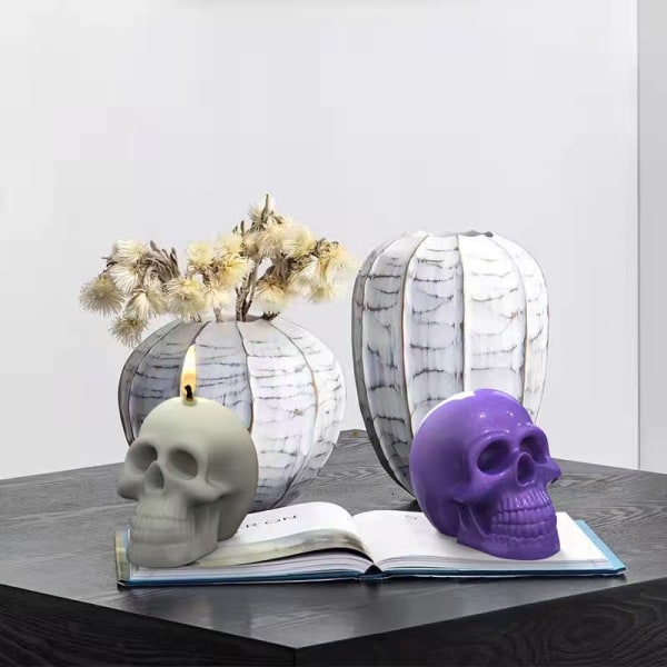 3D Skull Head Candle Form, Candle Making Halloween Form, Silikon