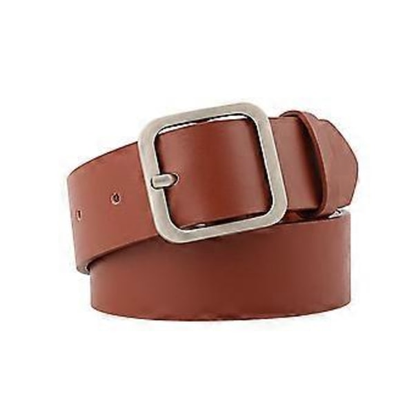 Mode PU Läderbälte För Kvinnor Fyrkantigt Spänne Högkvalitativa Dambälten Klänning Jeans Rem Flickor Midjeband Justerbara Bälten Camel Silver Buckle 100cm