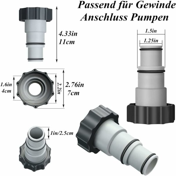 2 stk. A-adapter til Intex Swimmingpool, udskiftningsslange-adapter