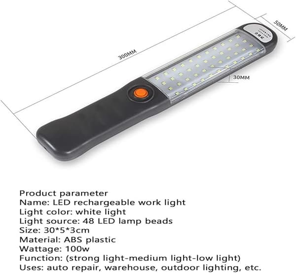 LED arbeidslys - Oppladbare arbeidslys med 3 magnetiske moduser LED