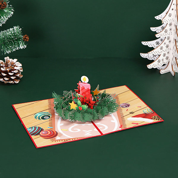 3D julekort, popup julekort, foldede tredimensjonale gratulasjonskort (julelys)