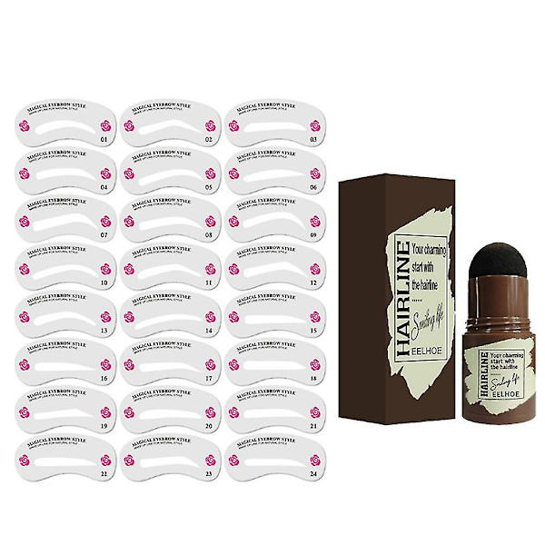 Øjenbrynsstempling Formgivningssæt Øjenbrynsskabeloner Vandtæt Stempel Bryn Varig Naturlig Konturering Makeup Sæt（Mørkegrå）