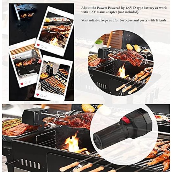 1,5v Grillspydmotor (batteridrevet) Svart Elektrisk Grillmotor Grillfeste Tilbehør