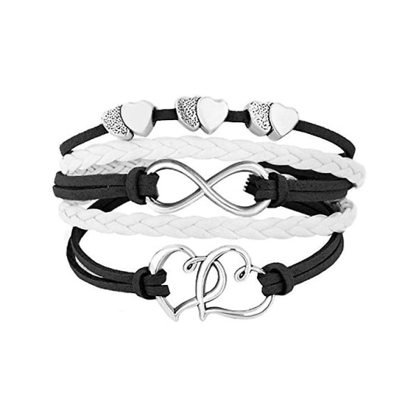 Läderarmband flickor dubbla hjärtan oändlighet rep armband armband presenter（Typ 10）