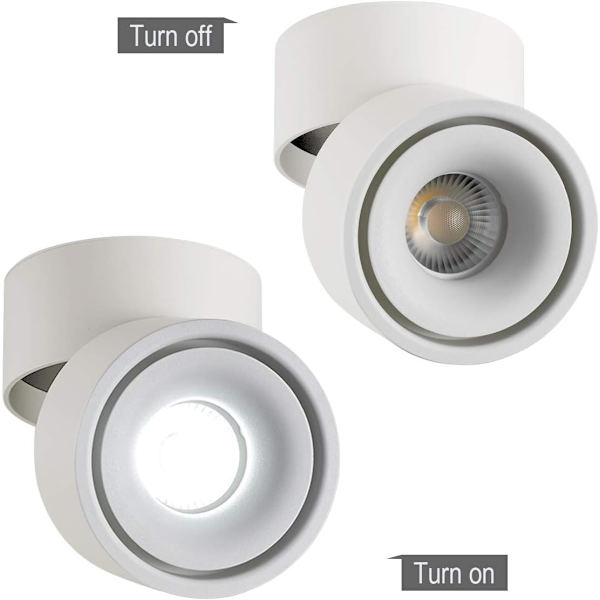 12W LED-takspotlight för ytmontering, justerbar väggbelysning, 10x10cm, kallvitt 6000K, icke-dimmbar, vägglampa eller spotlight, aluminium (vit-kallvitt)