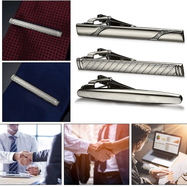 Men&#39;s Business Tie Clips (set Of 3) Silver