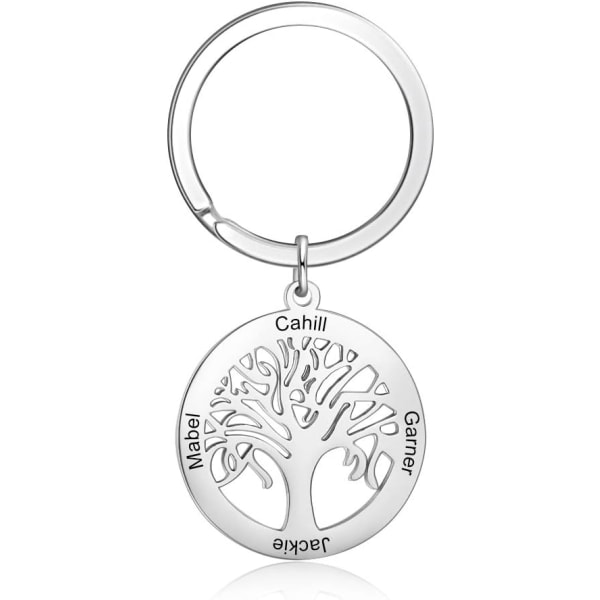 Livets träd personlig nyckelring med nyckelring i rostfritt stål